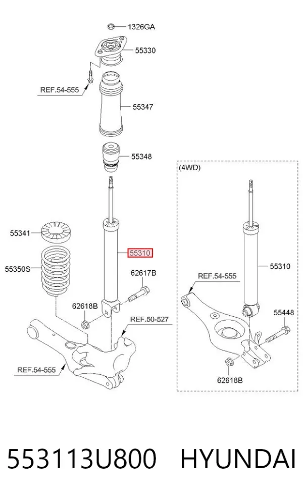 Amortecedor traseiro 553113U800 Hyundai/Kia