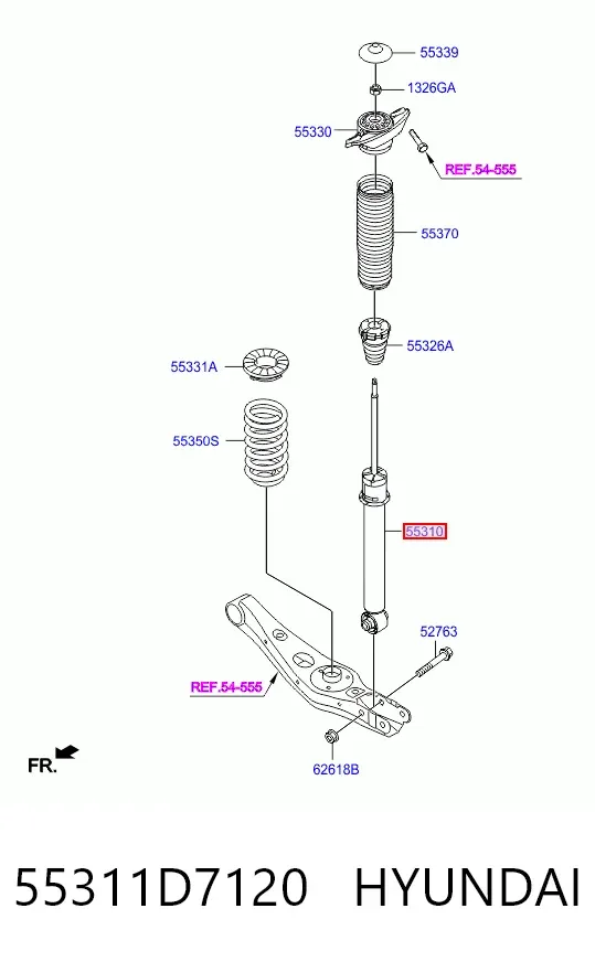 Amortecedor traseiro 55311D7120 Hyundai/Kia
