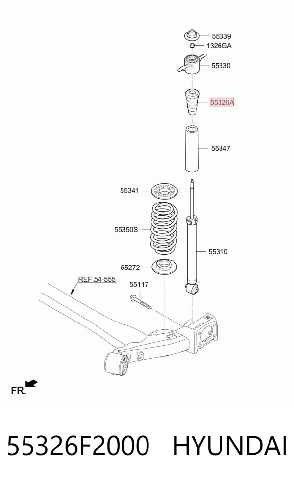 Pára-choque (grade de proteção) de amortecedor traseiro 55326F2000 Hyundai/Kia