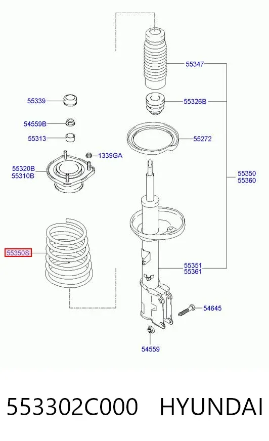 Mola traseira 553302C000 Hyundai/Kia