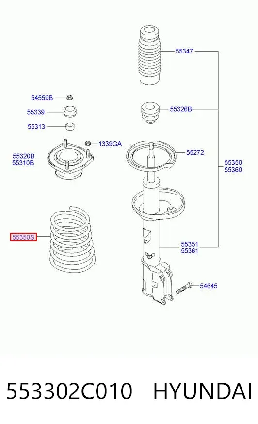 Mola traseira 553302C010 Hyundai/Kia