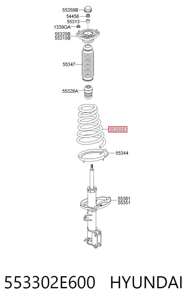 Mola traseira 553302E600 Hyundai/Kia