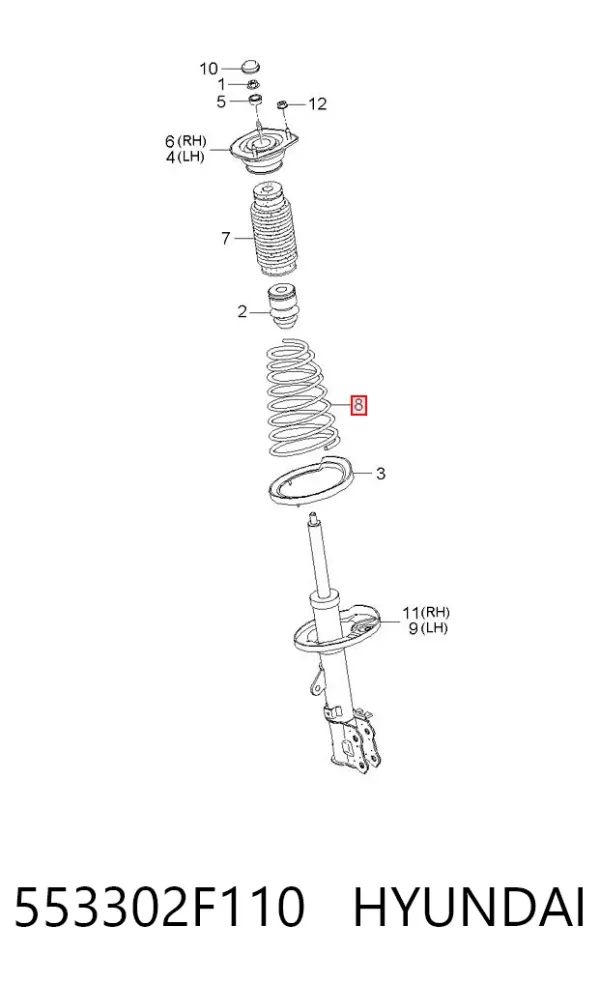 Mola traseira 553302F110 Hyundai/Kia