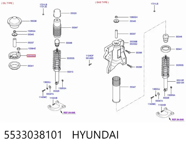 Suporte de amortecedor traseiro 5533038101 Hyundai/Kia