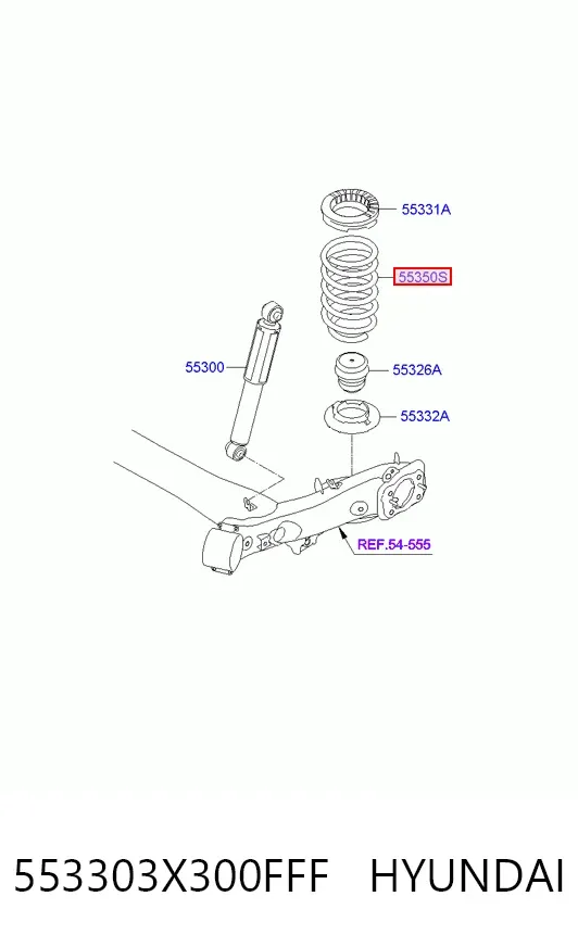 Mola traseira 553303X300FFF Hyundai/Kia