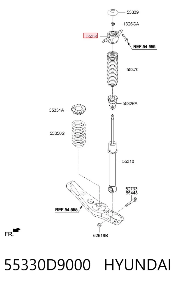 Suporte de amortecedor traseiro 55330D9000 Hyundai/Kia