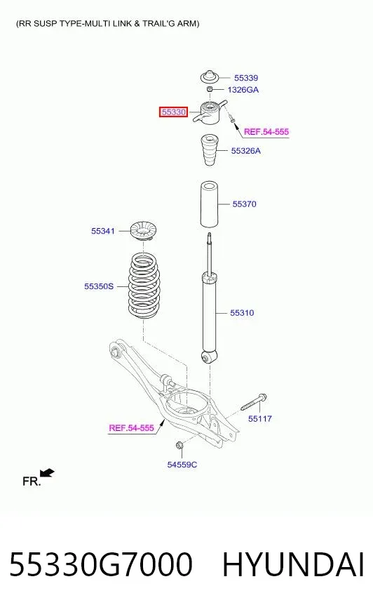 Suporte de amortecedor traseiro 55330G7000 Hyundai/Kia