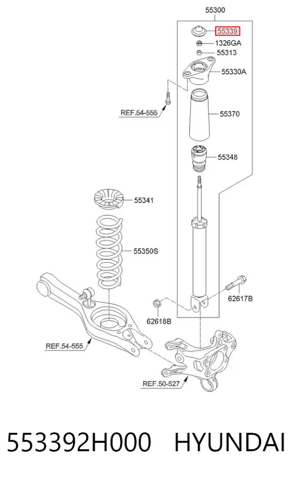 Tampa de suporte do amortecedor traseiro 553392H000 Hyundai/Kia