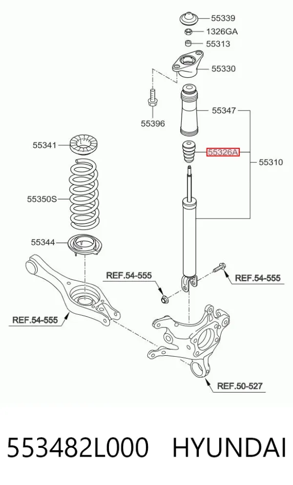 Pára-choque (grade de proteção) de amortecedor traseiro 553482L000 Hyundai/Kia