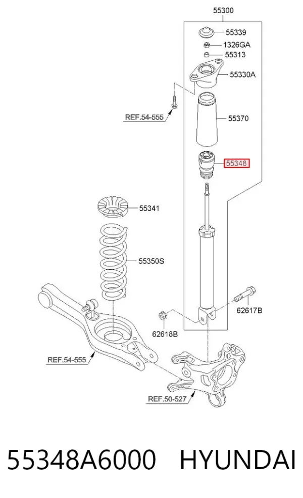 Pára-choque (grade de proteção) de amortecedor traseiro 55348A6000 Hyundai/Kia