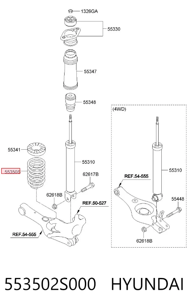 Mola traseira 553502S000 Hyundai/Kia