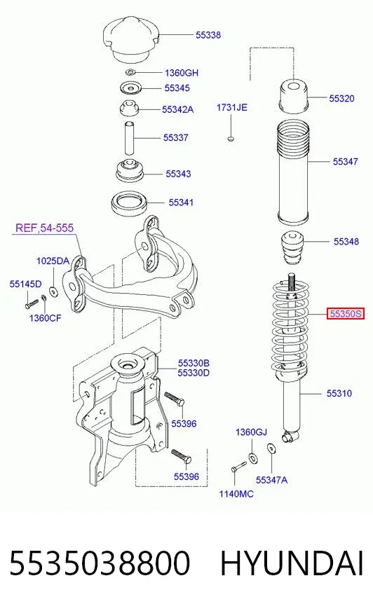 Mola traseira 5535038800 Hyundai/Kia