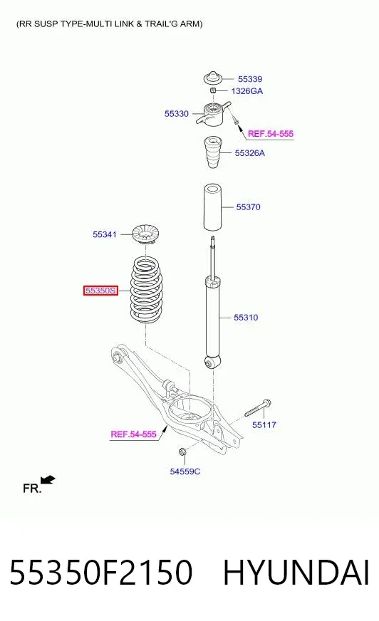 Mola traseira 55350F2150 Hyundai/Kia