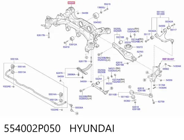 Viga de suspensão traseira (plataforma veicular) 554002P050 Hyundai/Kia