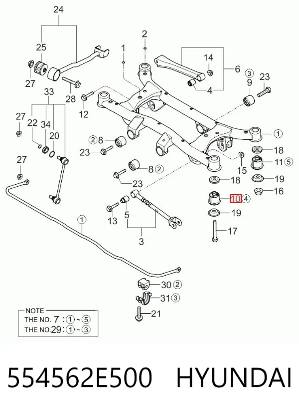 Bloco silencioso de viga traseira (de plataforma veicular) 554562E500 Hyundai/Kia