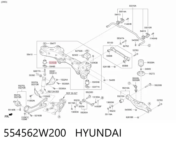 Bloco silencioso de viga traseira (de plataforma veicular) 554562W200 Hyundai/Kia