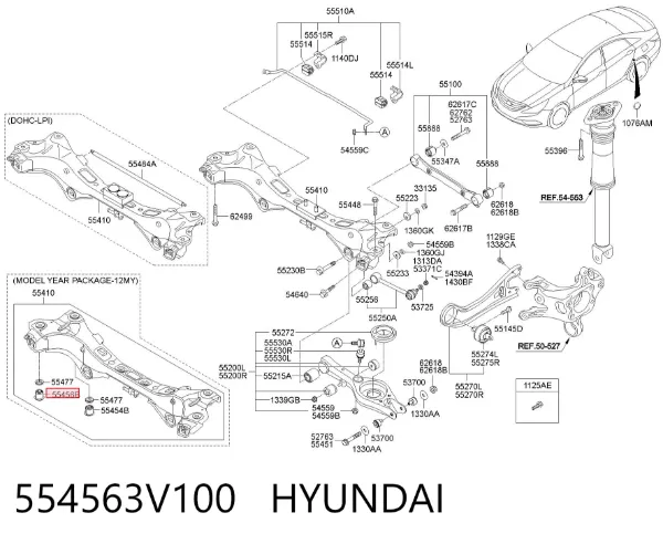 Bloco silencioso de viga traseira (de plataforma veicular) 554563V100 Hyundai/Kia