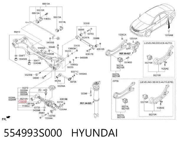 Bloco silencioso traseiro de braço oscilante transversal 554993S000 Hyundai/Kia