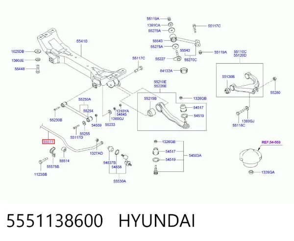 Estabilizador traseiro 5551138600 Hyundai/Kia