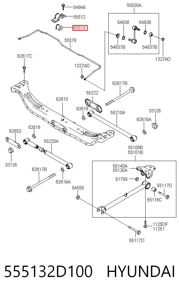 Bucha de estabilizador traseiro 555132D100 Hyundai/Kia