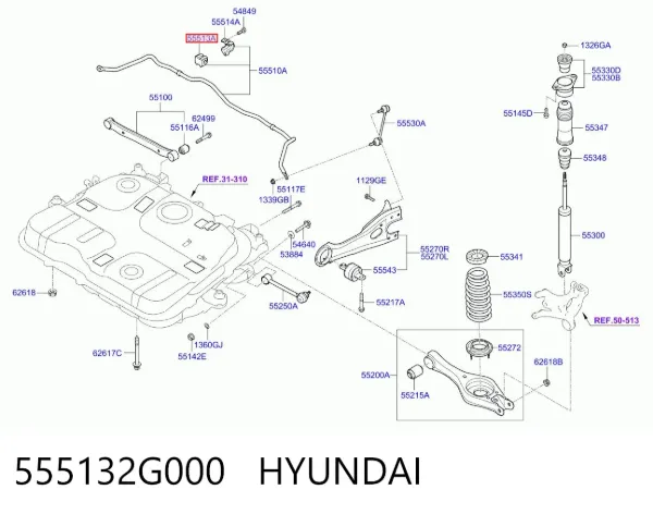 Bucha de estabilizador traseiro 555132G000 Hyundai/Kia