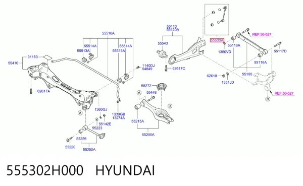 Montante de estabilizador traseiro 555302H000 Hyundai/Kia