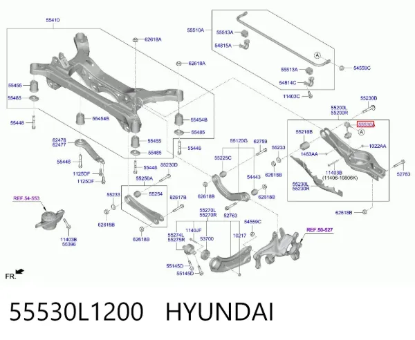 Montante direito de estabilizador traseiro 55530L1200 Hyundai/Kia