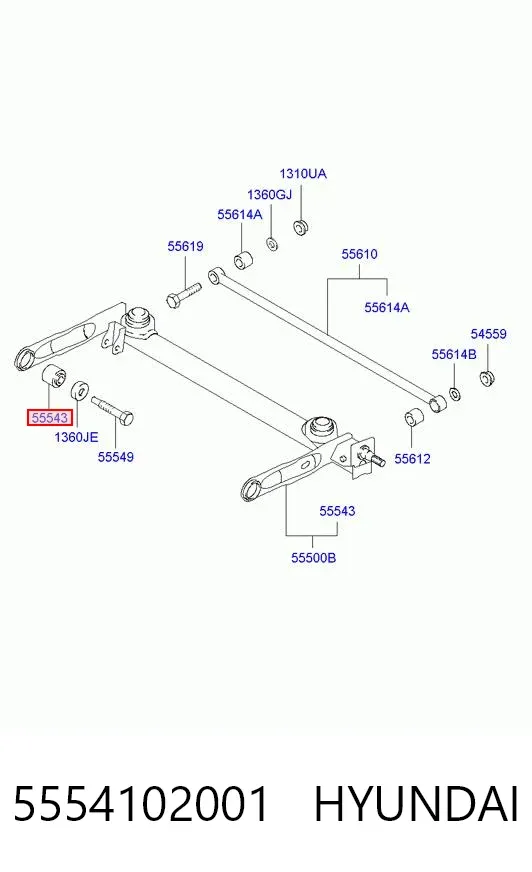 Bloco silencioso de viga traseira (de plataforma veicular) 5554102001 Hyundai/Kia