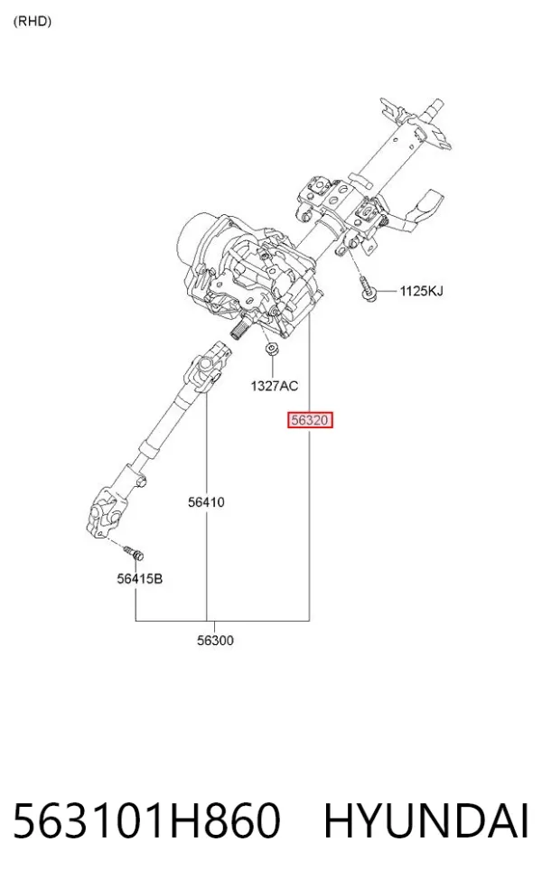 Coluna da direção 563101H860 Hyundai/Kia