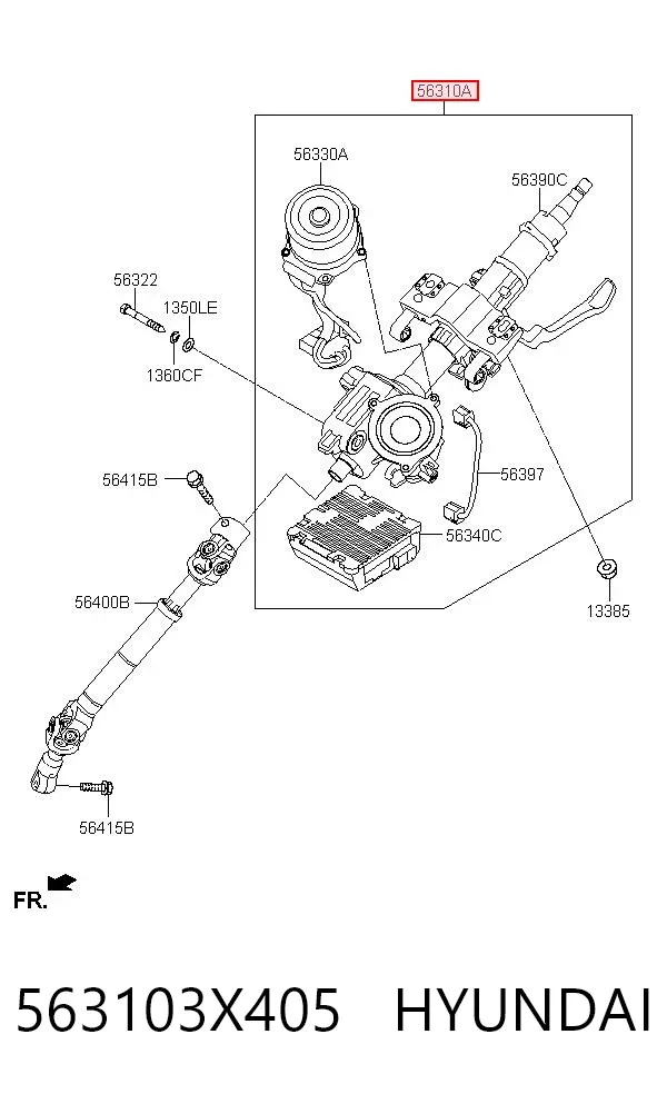 Coluna da direção 563103X405 Hyundai/Kia