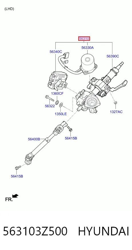 Coluna da direção 563103Z500 Hyundai/Kia