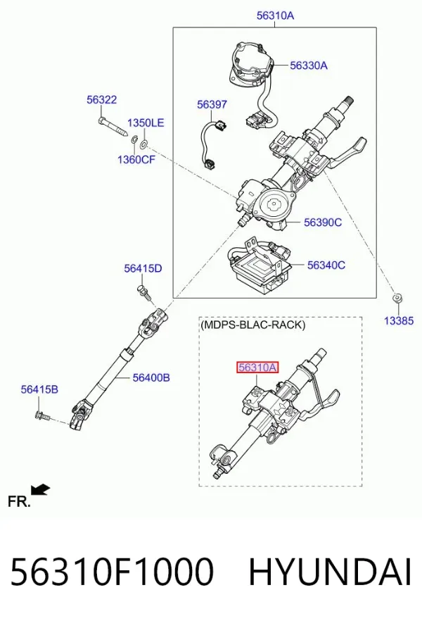 Coluna da direção 56310F1000 Hyundai/Kia