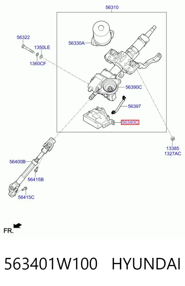 Unidade de controlo de reforçador elétrico do volante 563401W100 Hyundai/Kia