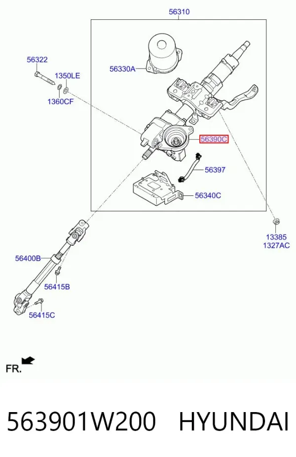 Coluna da direção 563901W200 Hyundai/Kia