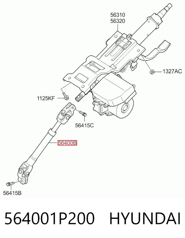 Veio da coluna de direção inferior 564001P200 Hyundai/Kia