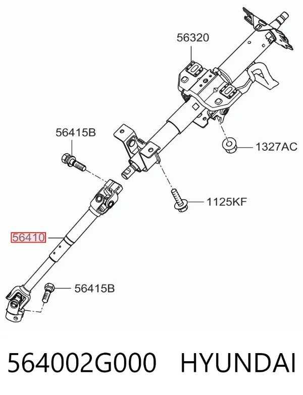 Veio da coluna de direção inferior 564002G000 Hyundai/Kia