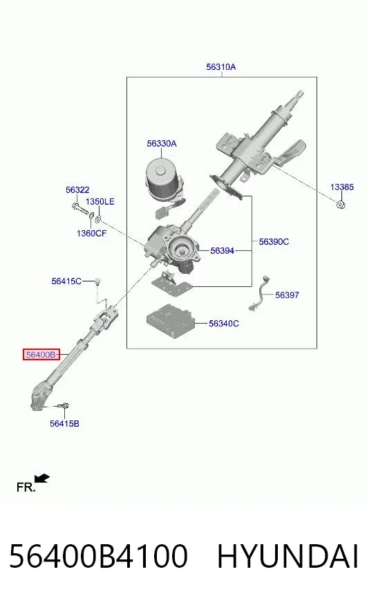 Veio da coluna de direção inferior 56400B4100 Hyundai/Kia