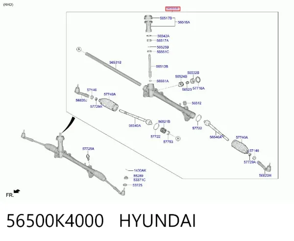 Cremalheira da direção 56500K4000 Hyundai/Kia