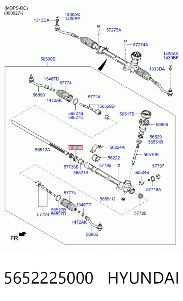Vedação da cremalheira da direção/do mecanismo (ver dimensões padrão) 5652225000 Hyundai/Kia