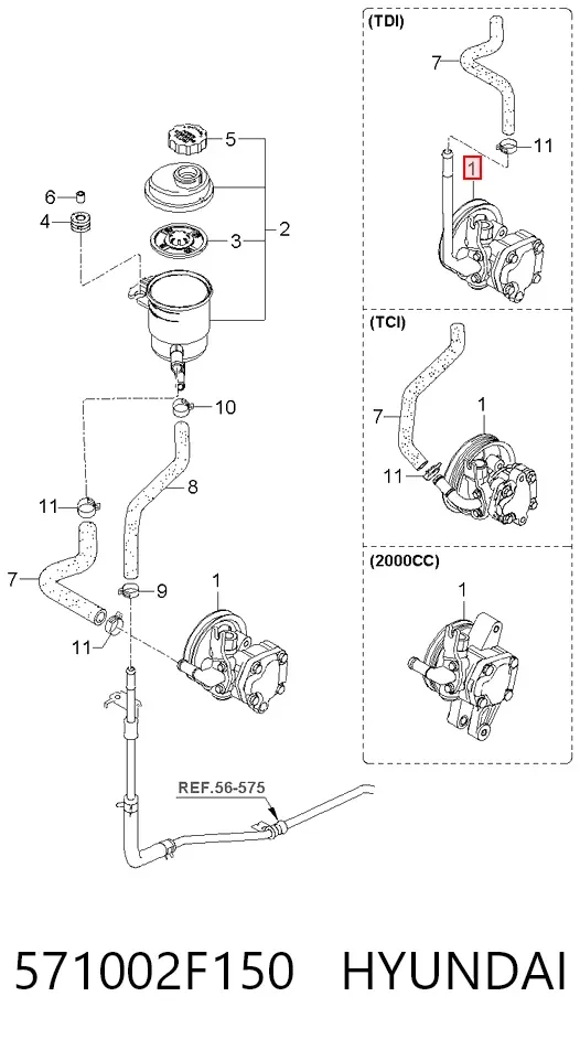 Bomba da Direção hidrâulica assistida 571002F150 Hyundai/Kia