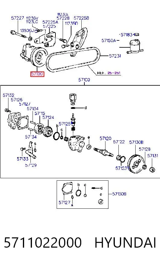 Bomba da Direção hidrâulica assistida 5711022000 Hyundai/Kia