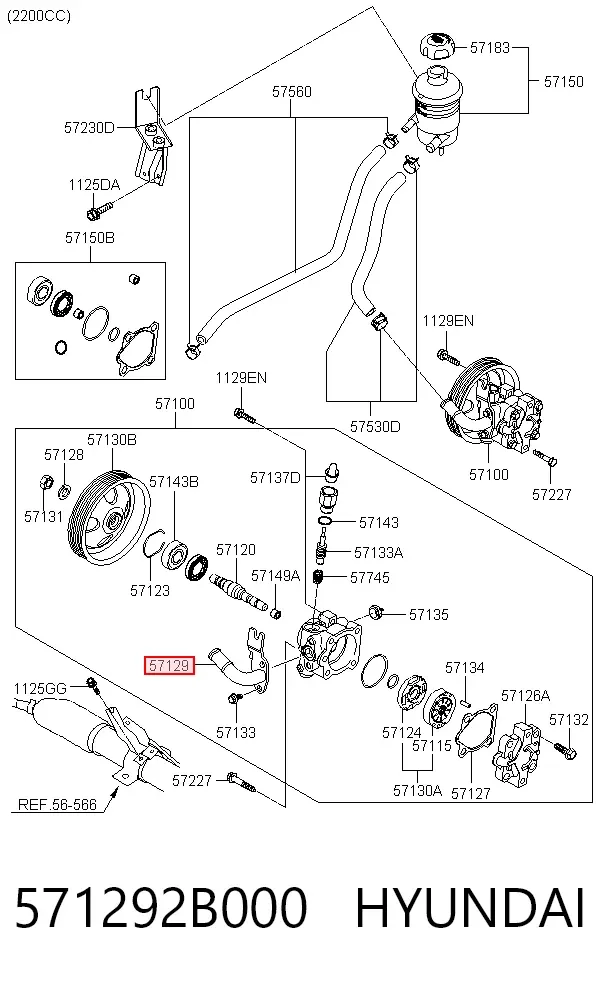 Radiador da Direção hidrâulica assistida 571292B000 Hyundai/Kia