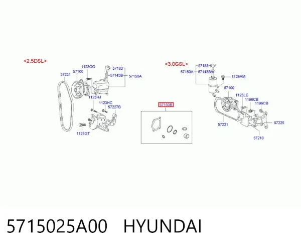 Kit de reparação da bomba da Direção hidrâulica assistida 5715025A00 Hyundai/Kia