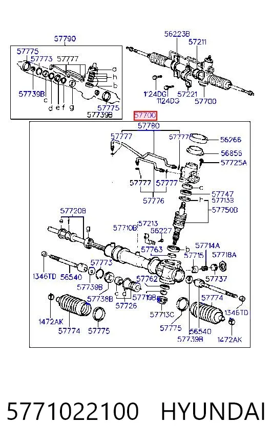 Cremalheira da direção 5771022100 Hyundai/Kia