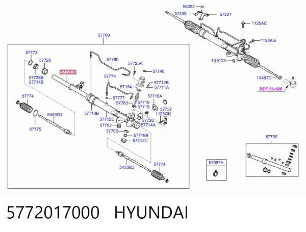 Cremalheira da direção 5772017000 Hyundai/Kia