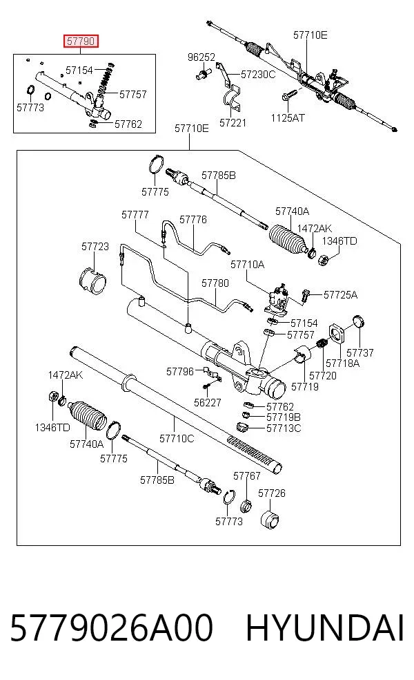 Kit de reparação da cremalheira da direção (do mecanismo), (kit de vedantes) 5779026A00 Hyundai/Kia