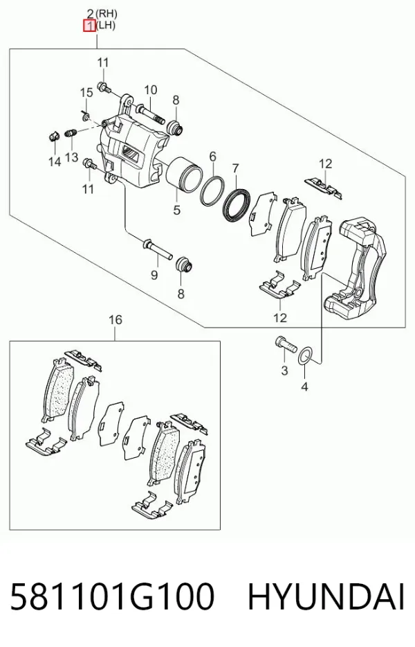Suporte do freio dianteiro esquerdo 581101G100 Hyundai/Kia