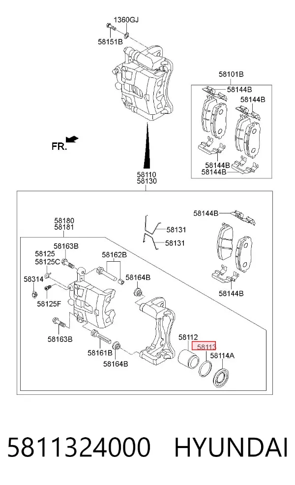 Bucim de suporte dianteiro 5811324000 Hyundai/Kia