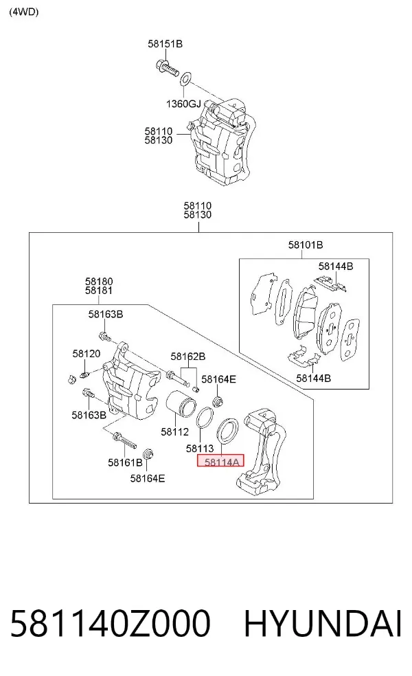 Bucim de suporte dianteiro 581140Z000 Hyundai/Kia