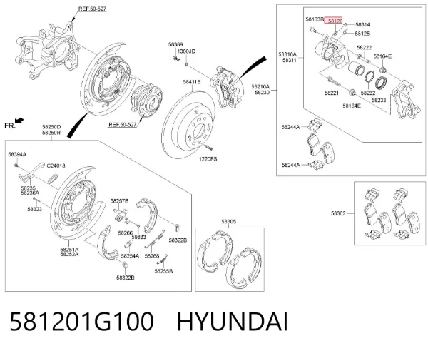 Tubo de ligação de bombeio de suporte do freio dianteiro 581201G100 Hyundai/Kia